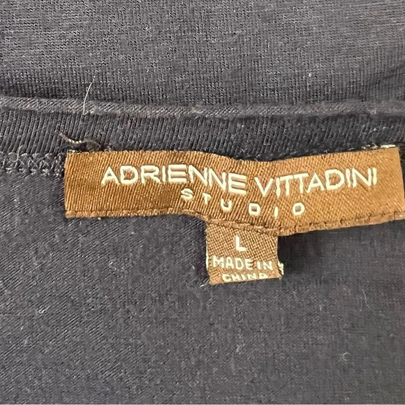 Adrienne Vittadini Womens Large Top Dark Blue  Short Sleeve Bow Details NWOT - Picture 7 of 7